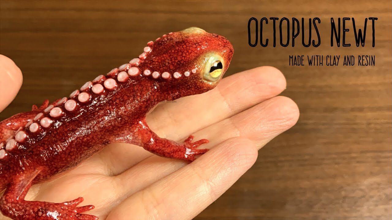 【樹脂粘土・レジン】タコイモリ【Clay,Resin】Octopus newt | DIY