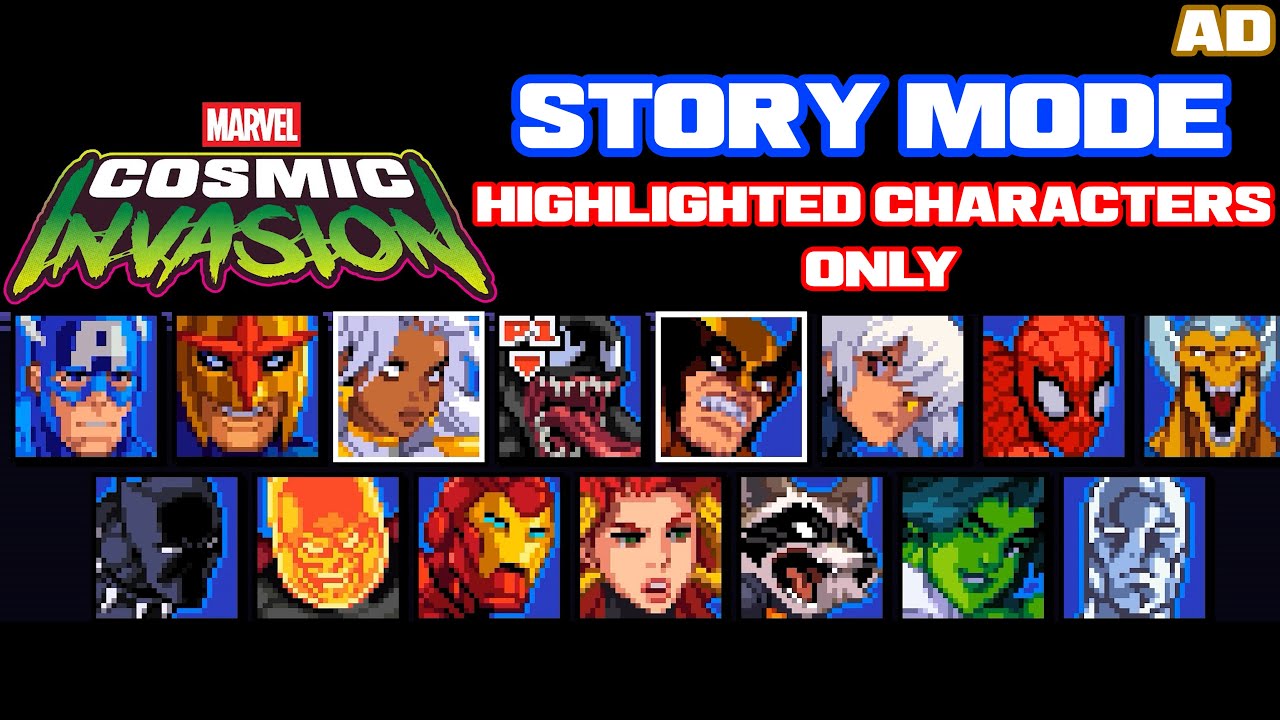 MARVEL Cosmic Invasion - Story Mode all main stages as highlighted characters.