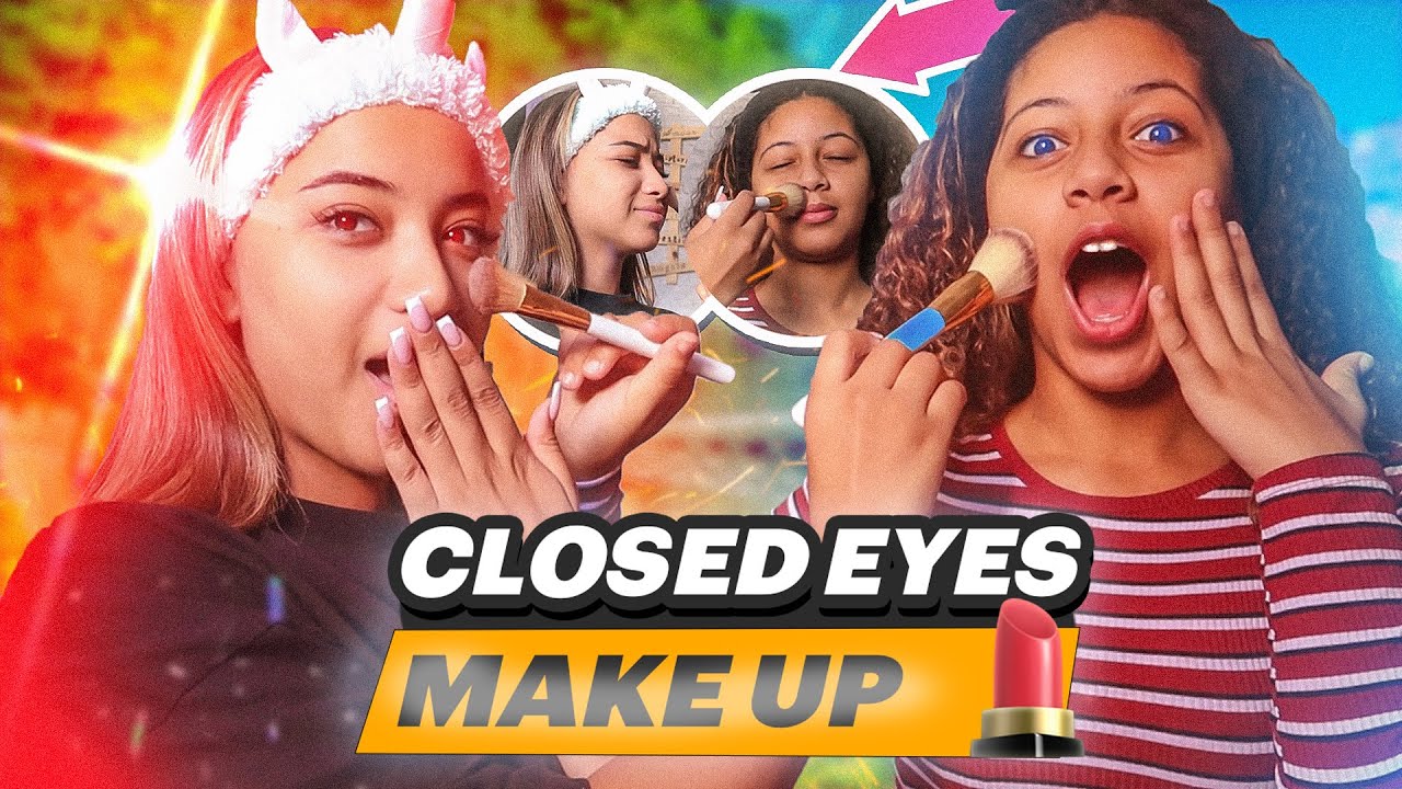 Closed eyes makeup challenge 🫣شكون غدير مكياج حسن ?😂