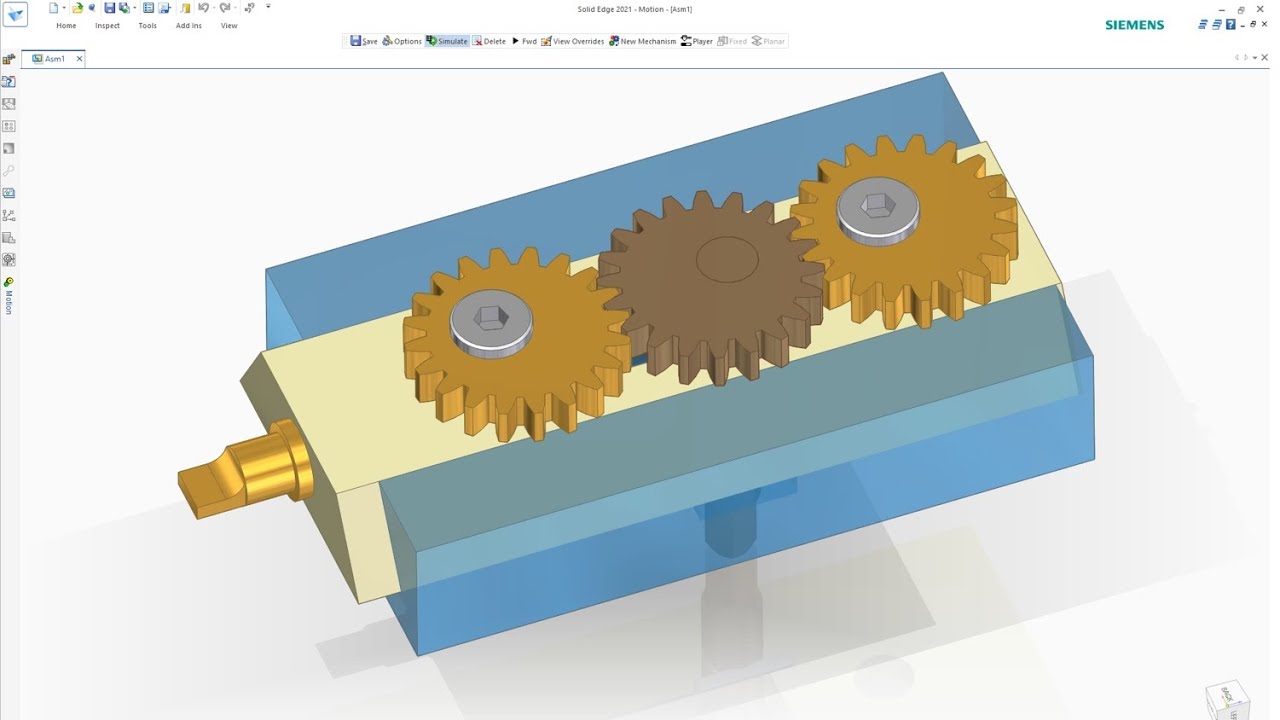 Gear Drive Linear Motion Mechanism - Assembly & Motion Simumation in Solid Edge