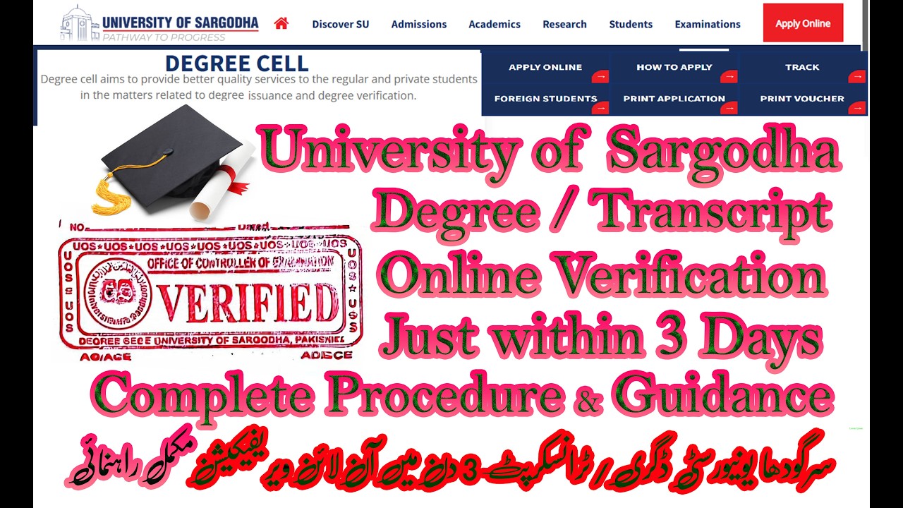 UOS Online Degree Transcript Verification in 3 Days | Sargodha University Online Degree Verification