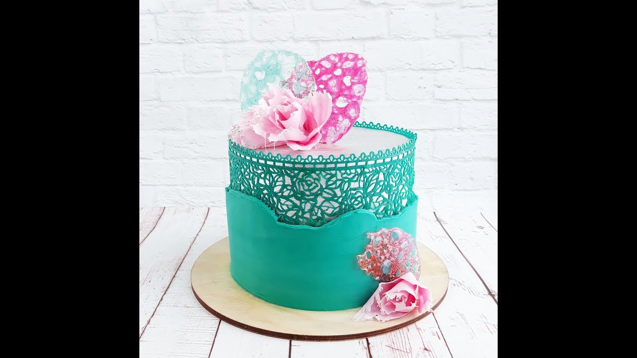 Гибкий айсинг. Торт с кружевом.\ Flexible icing. Cake with lace.