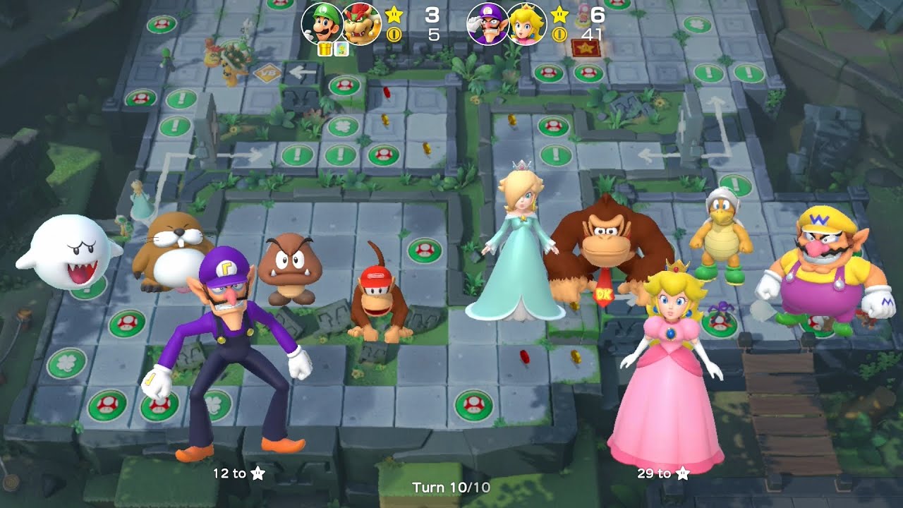 Super Mario Party Partner Party #1165 Domino Ruins Treasure Hunt Waluigi & Peach vs Luigi & Bowser