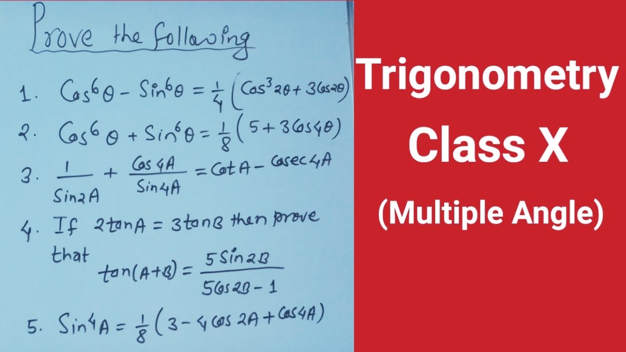 Trigonometry(Class X) || Multple Angle ||Important Long questions : sin^4A=1/8(3-4cos2A+cos4A) | BsA