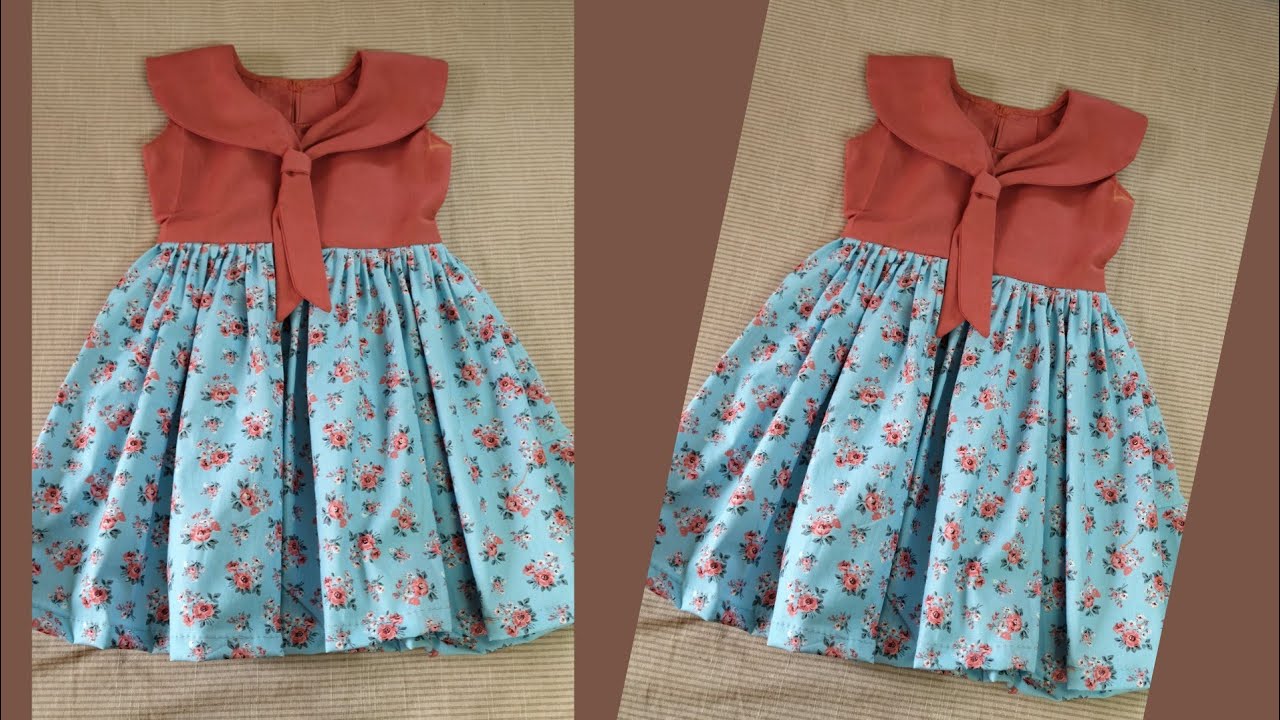collar neck baby frock cutting and stitching