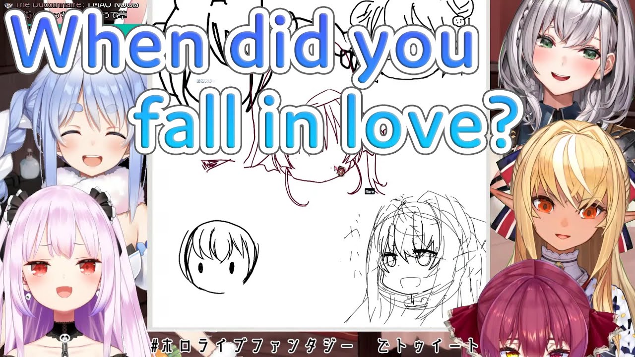[ShiroganeNoel] When did you fall in love? [ShiranuiFlare, UsadaPekora, HoushouMarine, UruhaRushia]