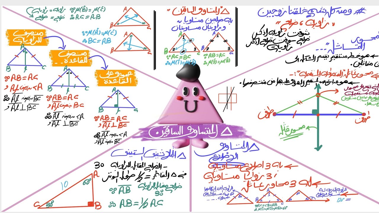  المثلث المتساوي الساقين الصف الثاني الاعدادي الترم الاول منهج جديد ( تسجيل من داخل المجموعه ) 