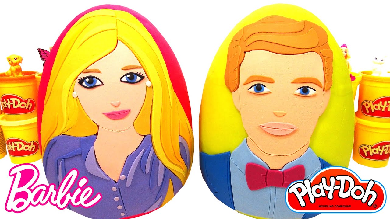 Huevos Sorpresa Gigante de Barbie y Ken en Español de Plastilina  Play Doh