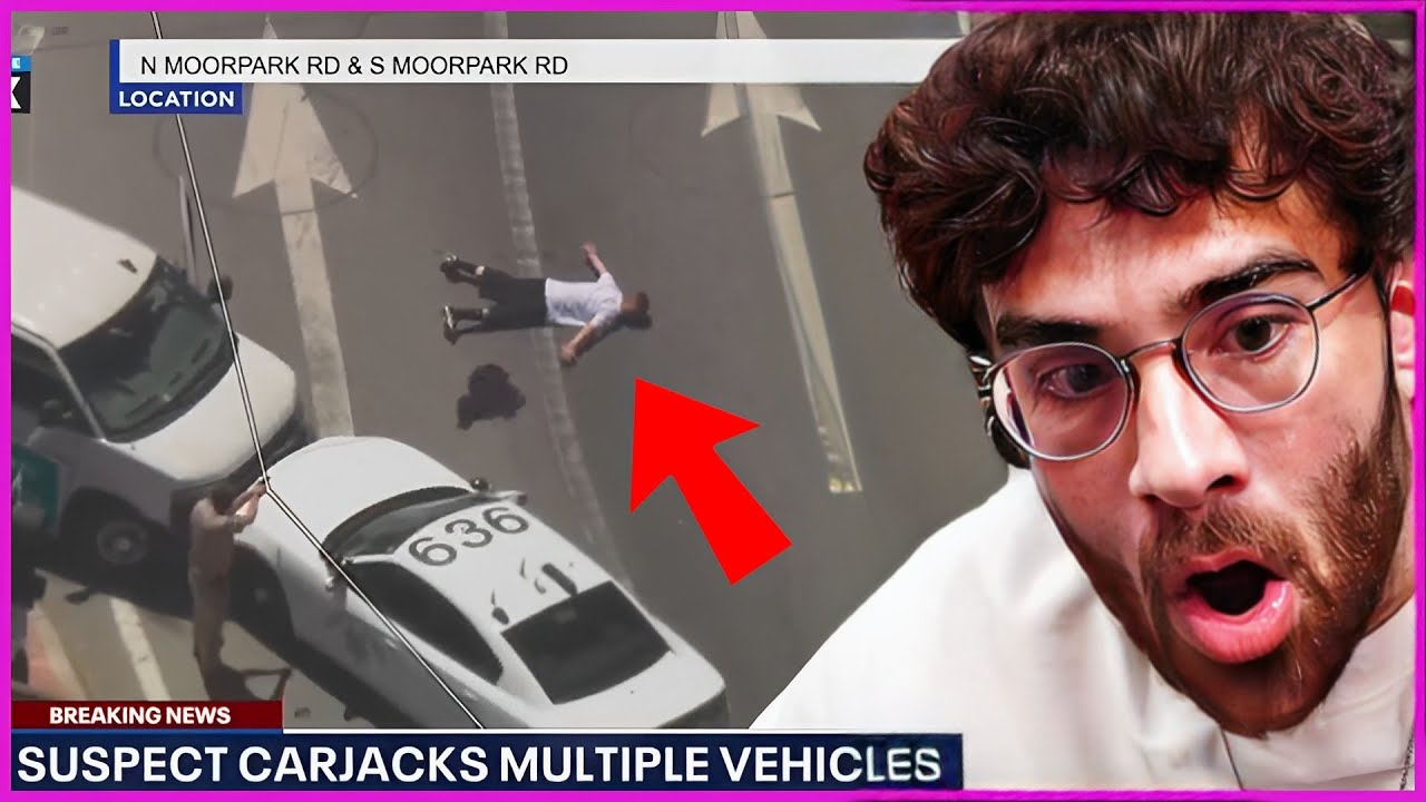 HasanAbi Reacts to LAPD chasing stolen vehicle in San Fernando Valley
