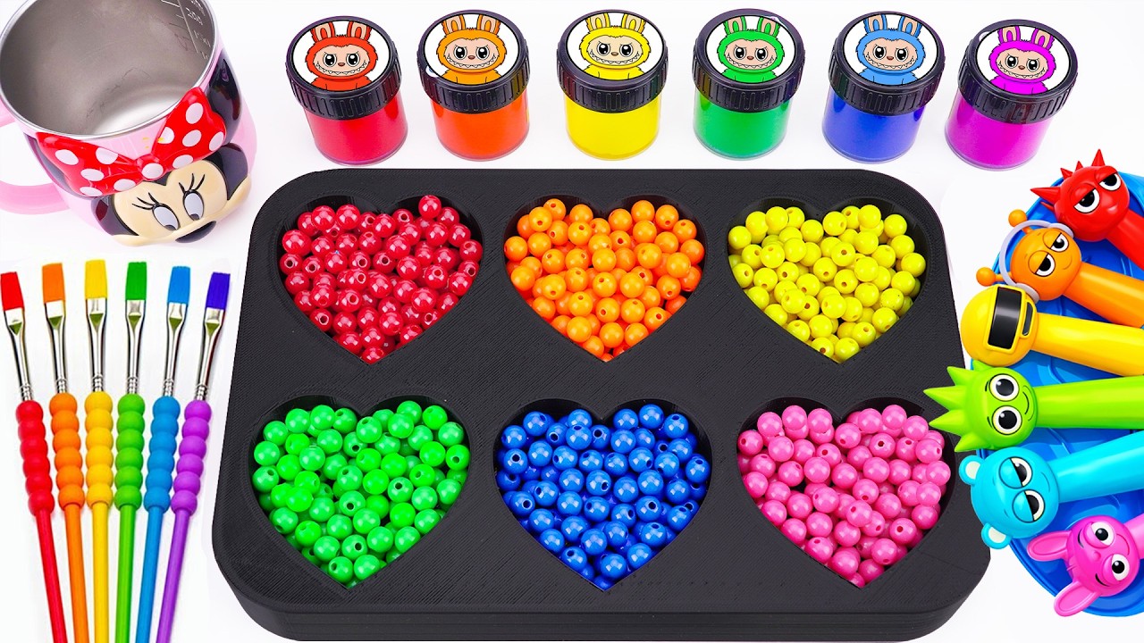 Oddly Satisfying Video 🌈 How To Make 6 Heart Candy & Mixing Color Slime Labubu Sprunki Lollipop ASMR