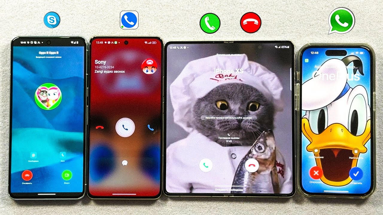 Realme 12 Pro + Pixel 8 Pro + Z Fold 5 + iPhone 14 Pro Skype, Zangi, WhatsApp + Incoming Call