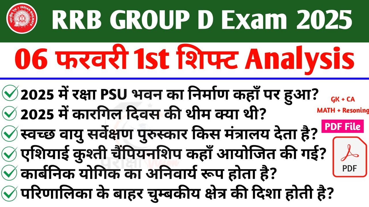 RRB Group D Analysis 06 February 1st shift 2026 | Railway Group D Review 2026