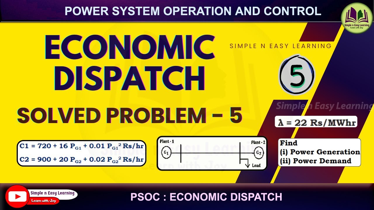 Economic Dispatch with Loss | Solved Problem - 5 | Power system operation and control | Lambda |PSOC