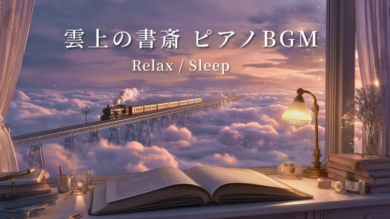【静かなピアノBGM】雲上の書斎で穏やかな時間｜Relax・Sleep・Study