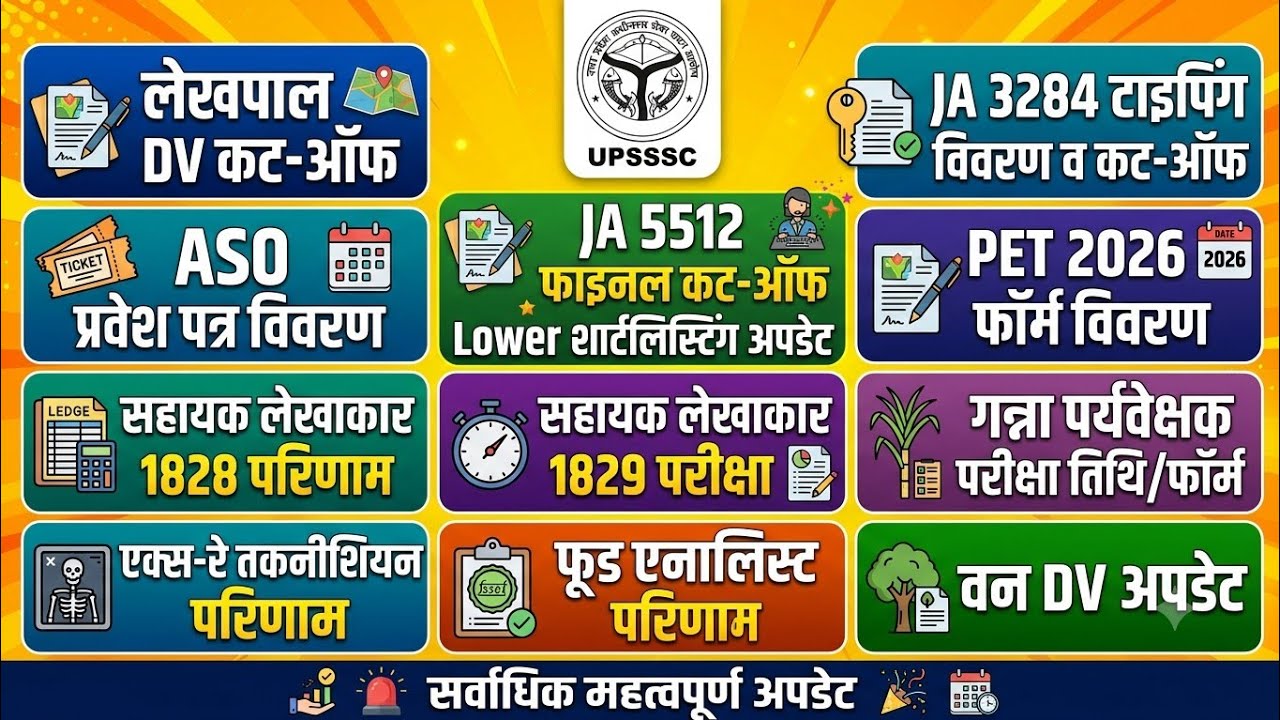 UPSSSC LATEST UPDATE: All vacancy updates for Lekhpal, ASO, Assistant Accountant, PET 2026, etc.