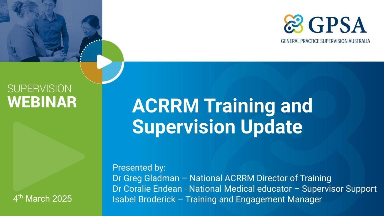 ACRRM Training and Supervision Update