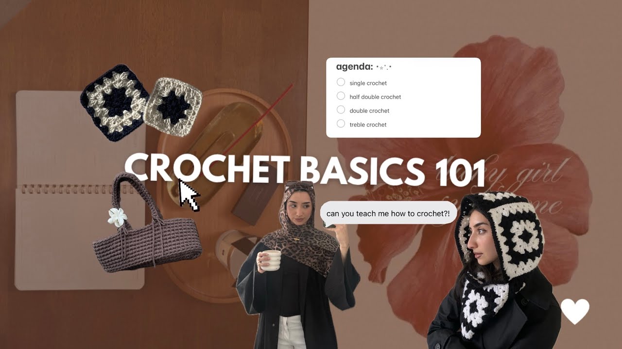 teaching you how to crochet l all the basic stitches you need AND how to make a granny square˚⟡˖ ࣪