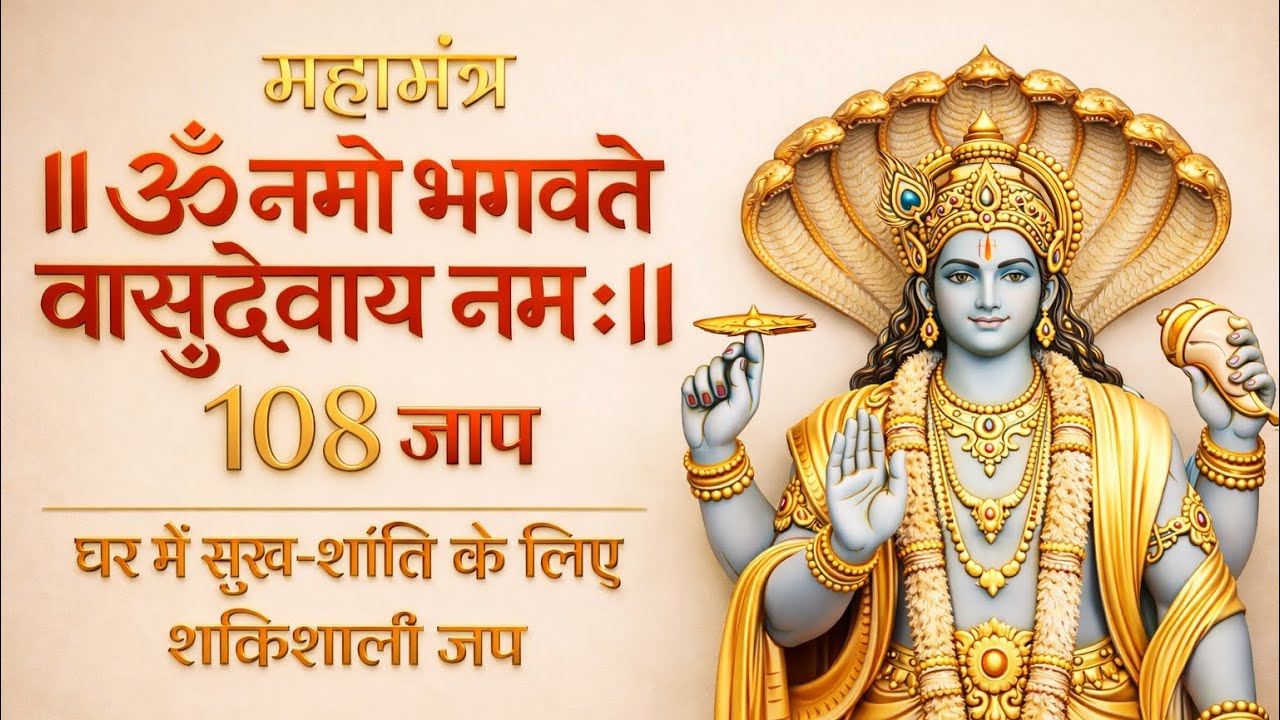 ॐ नमो भगवते वासुदेवाय नमः | 108 बार जाप | Om Namo Bhagwate Vasudevaye | Vishnu Mantra
