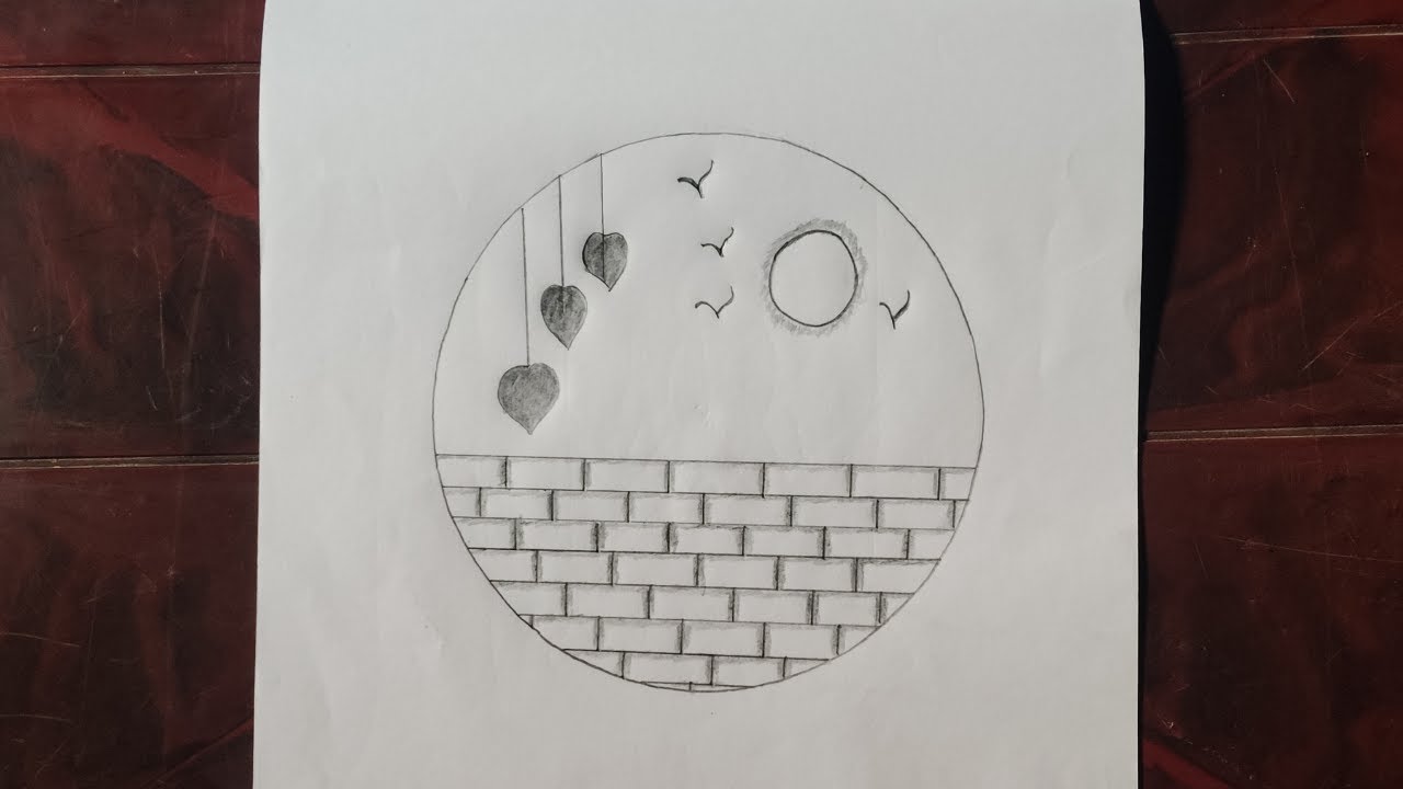 Easy Circle  Scenery Drawing with Pencil | Easy Pencil Art for Beginners #CircleSceneryDrawing
