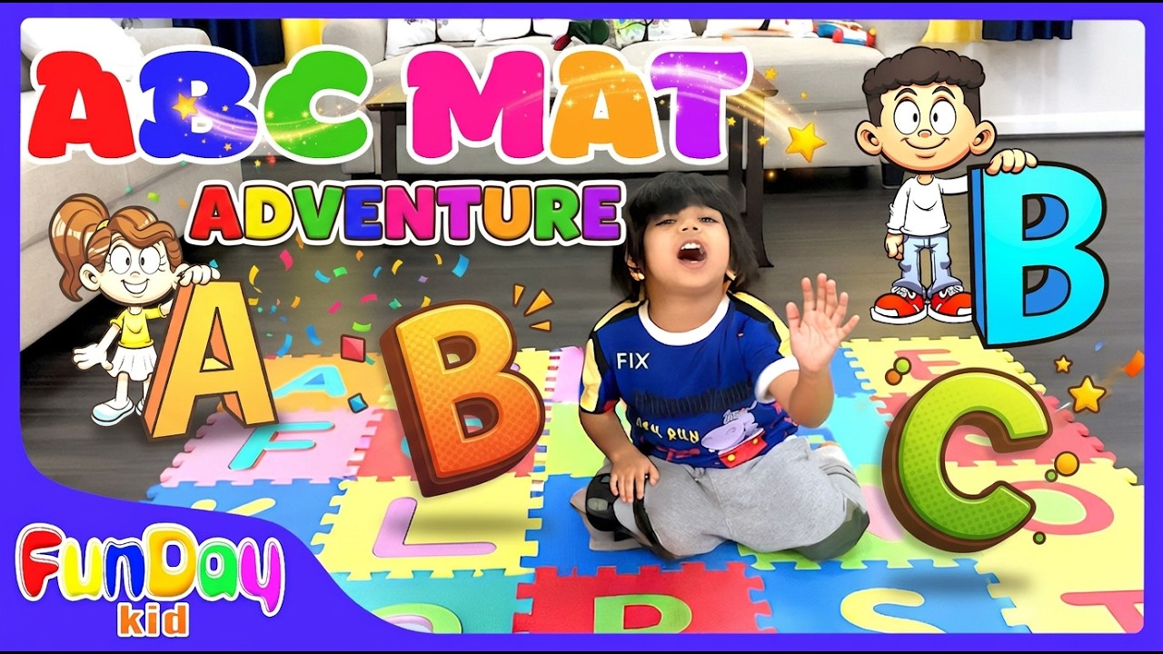 ABC Song | Alphabet Mat | Urvi and Apu’s Pretend Play To Find Lost English Alphabets - FunDay Kid