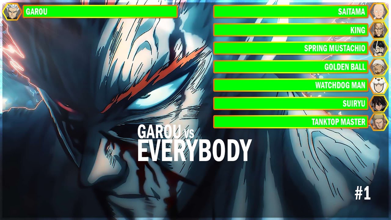 Garou vs Everybody WITH HEALTHBARS | One Punch Man