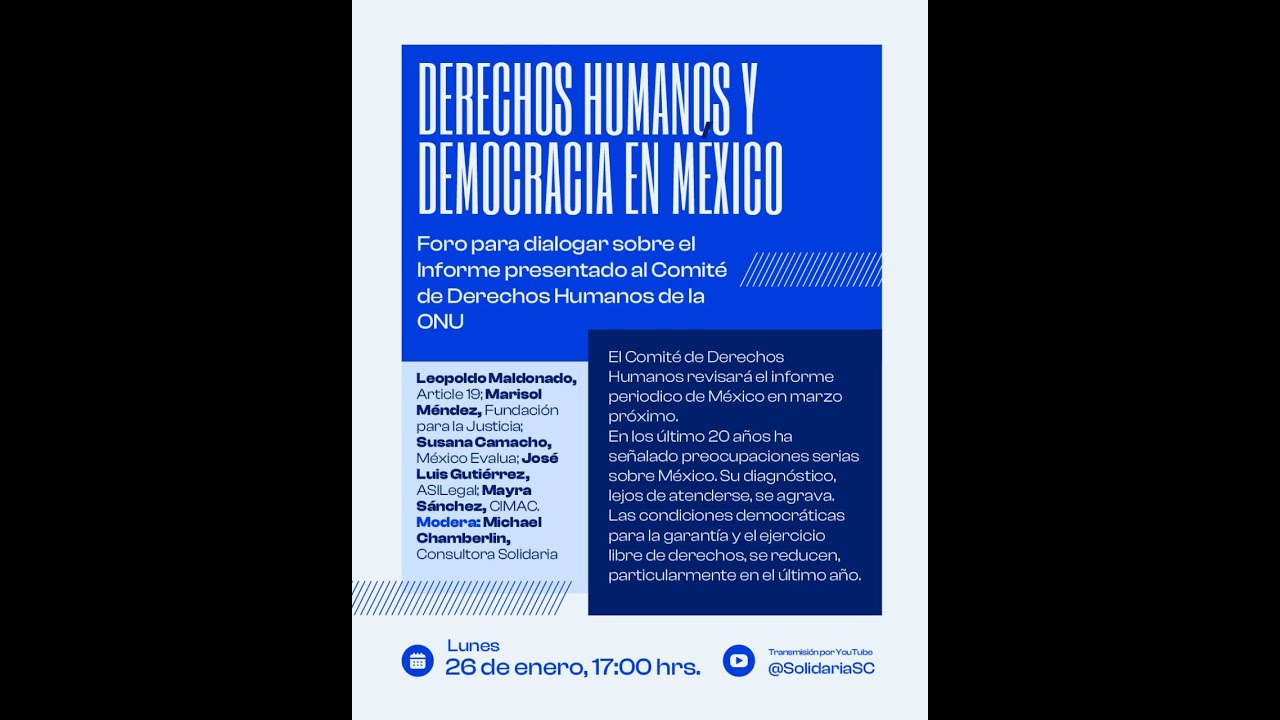 Foro Derechos Humanos y Democracia. Presentación del Informe sombra al CDH