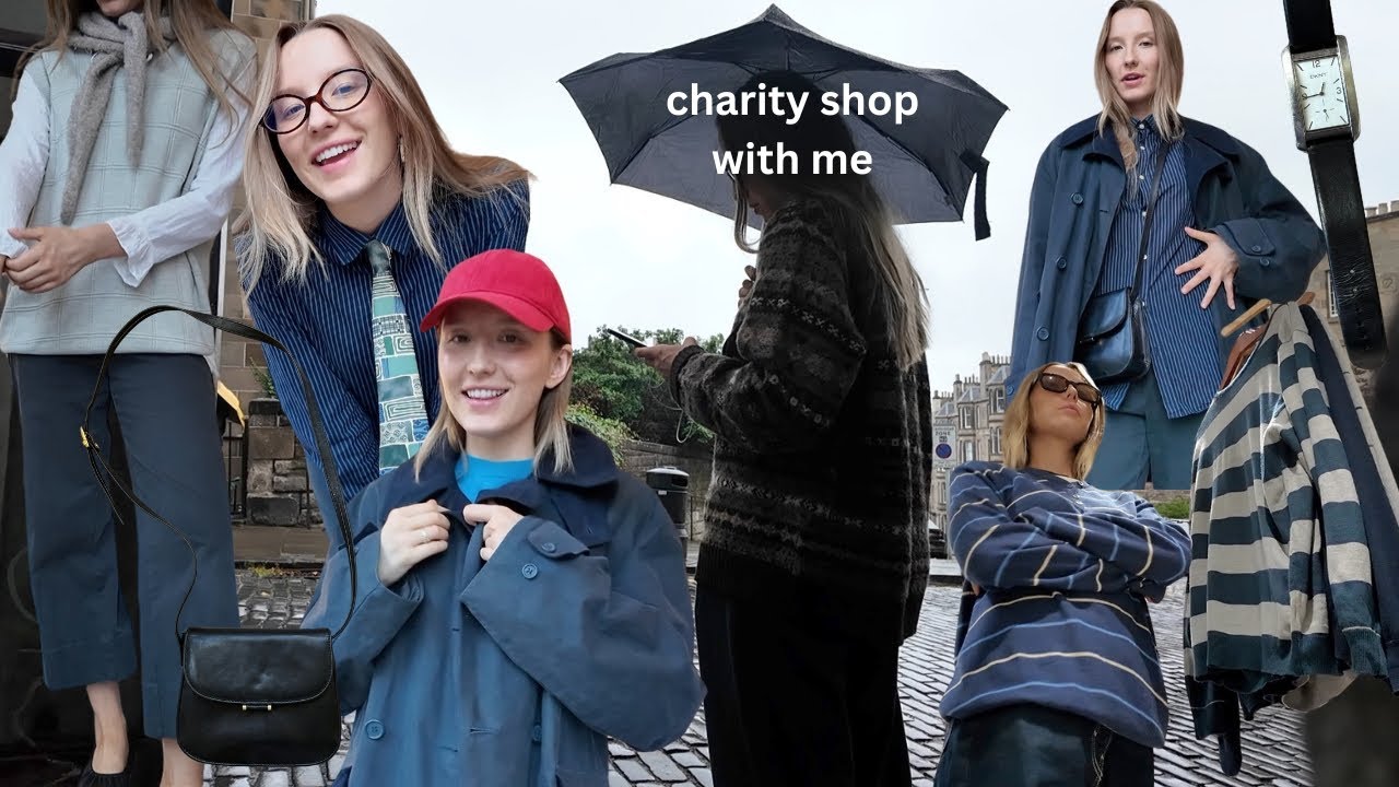 charity shopping in rainy edinburgh for my pinterest autumn wardrobe
