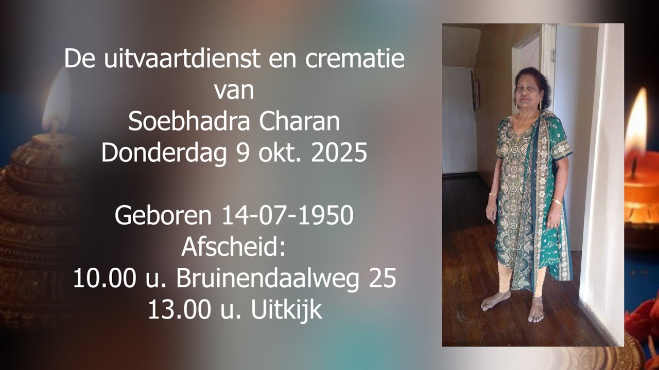 De uitvaartdienst en crematie van Soebhadra Charan. Donderdag 9 okt. 2025.