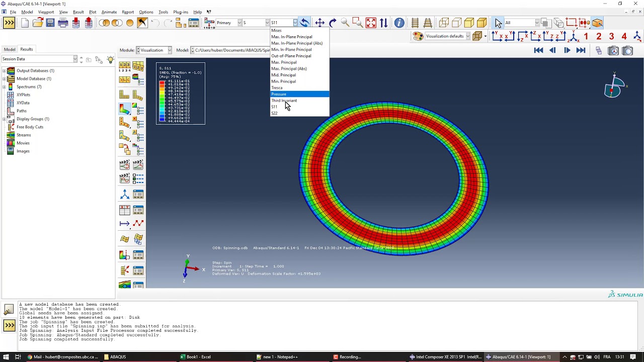 Abaqus Tutorial: Axisymmetric spinning disc
