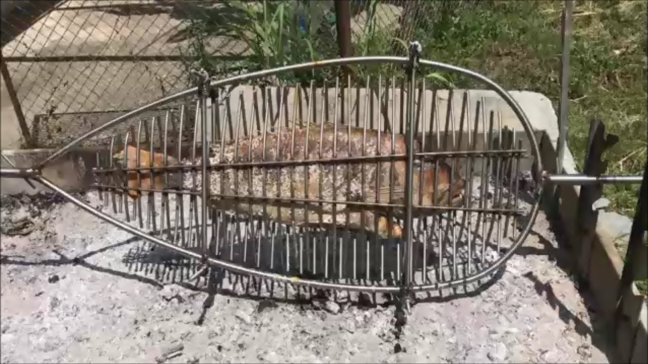ψήσιμο συναγρίδας (6 κιλά) με περιστρεφόμενη σχάρα _ πατέντα