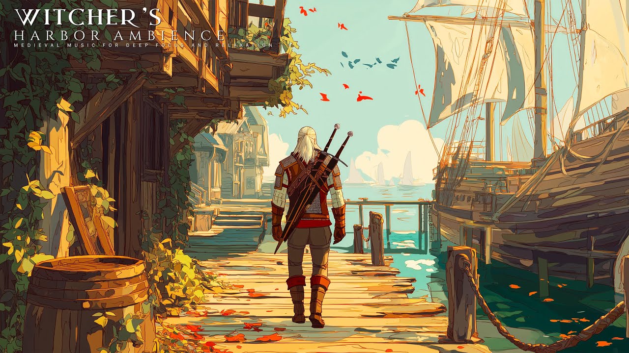 Witcher's Harbor Ambience | Medieval Music for Deep Focus and Relaxation
