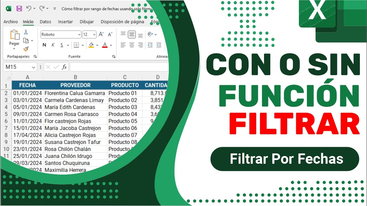 C&oacute;mo filtrar por fechas usando solo FUNCIONES y en cualquier versi&oacute;n de Excel