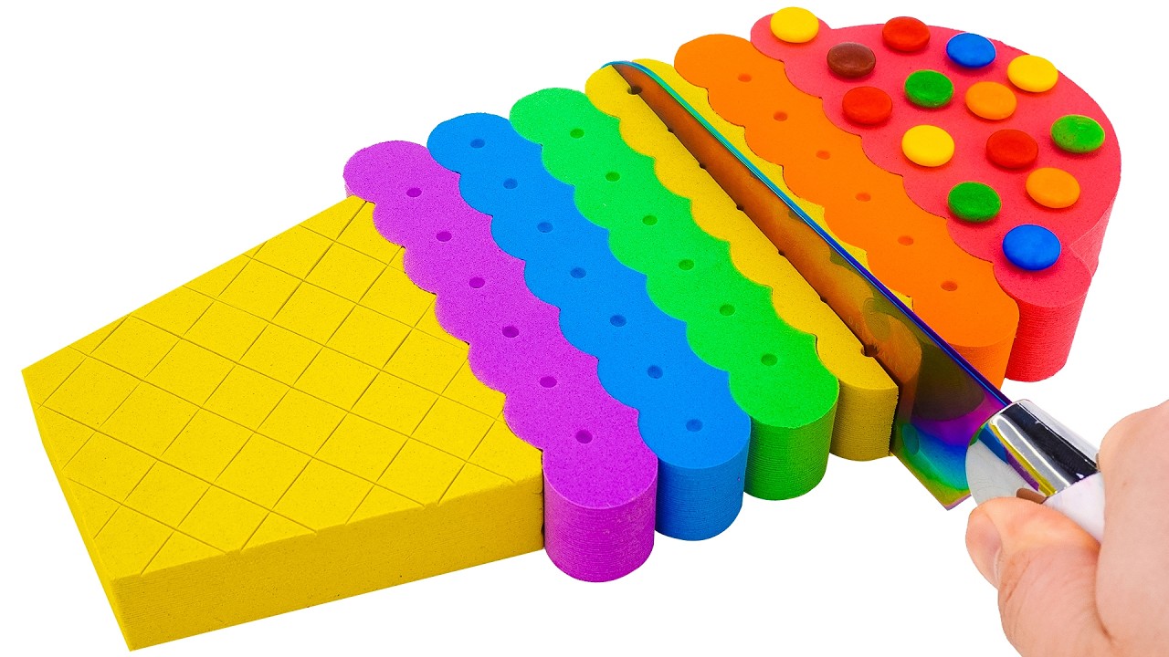 Satisfying Video: How to Make Rainbow Ice Cream Using Kinetic Sand ASMR