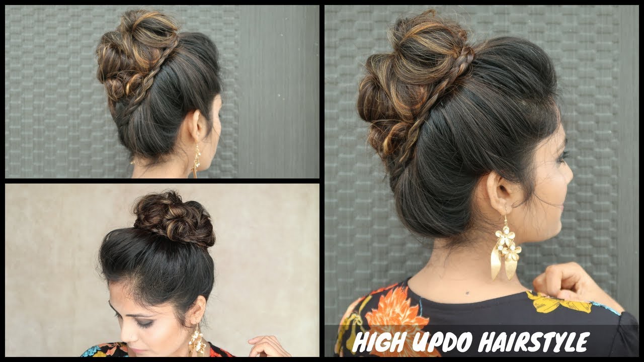 High Messy Updo With Tiny Braid Hairstyle / Updo With Straight Hair