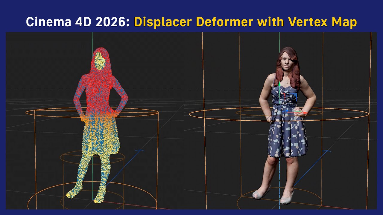 Cinema 4D 2026: Displacer Deformer with Vertex Map