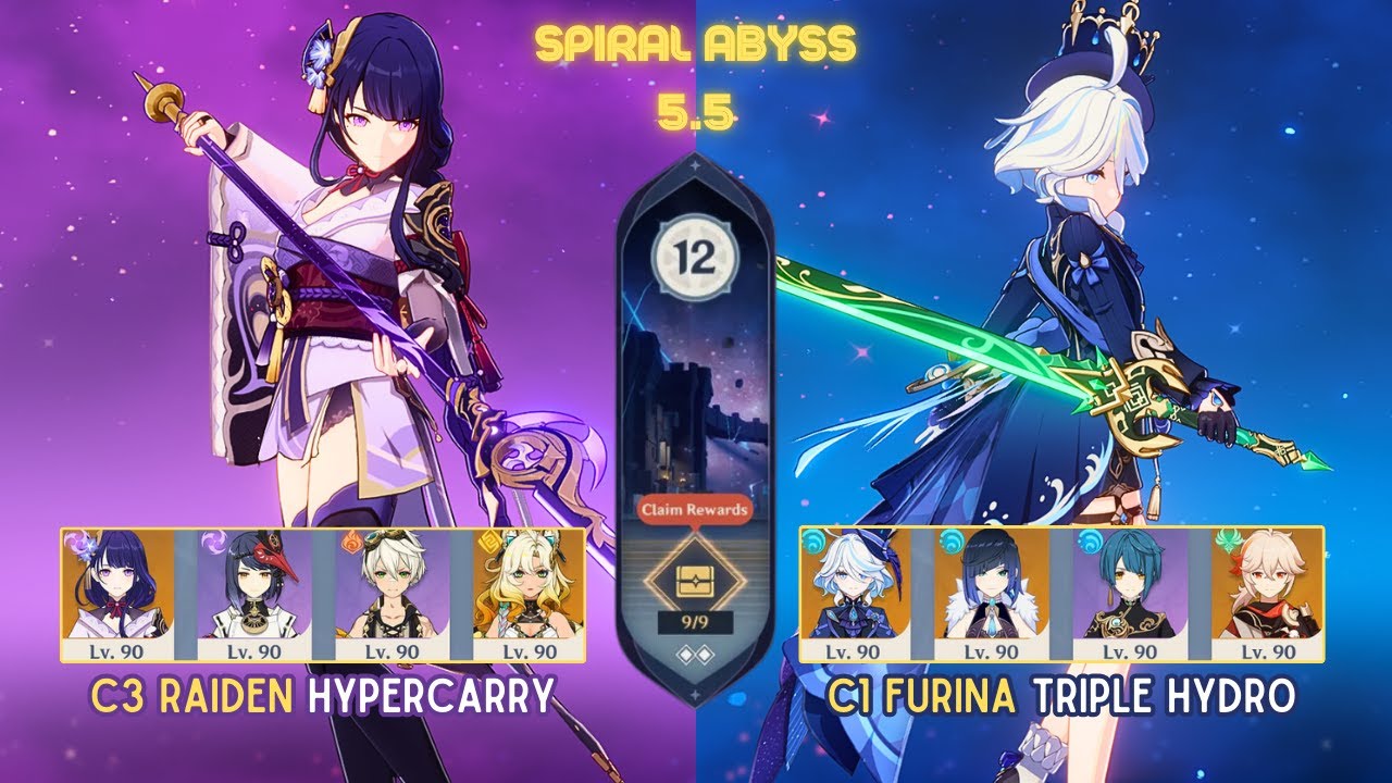 C3 Raiden Hypercarry & C1 Furina Triple Hydro! | Spiral Abyss 5.5 | Genshin Impact