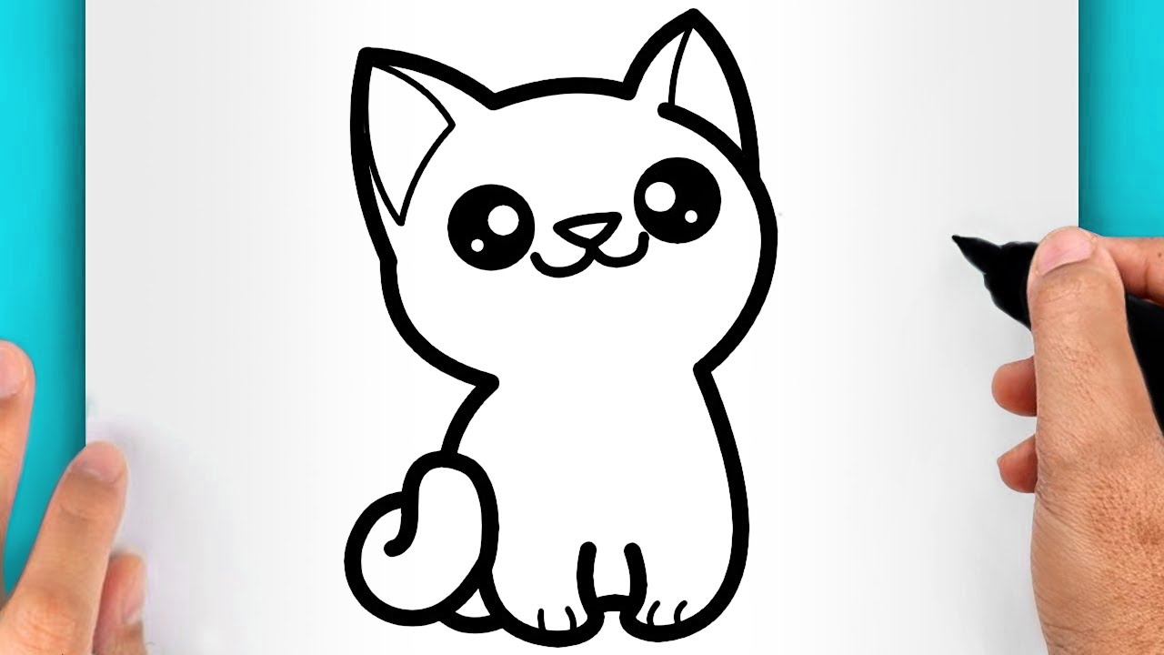 DISEGNI FACILI DA FARE | COME DISEGNARE UN GATTO FACILE (VIDEO DI DISEGNI KAWAII)