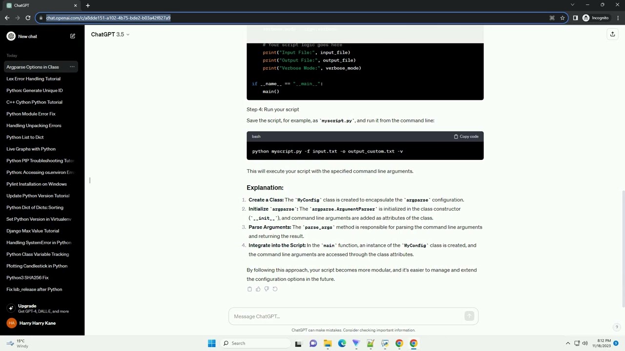 How do I wrap argparse options into the python class