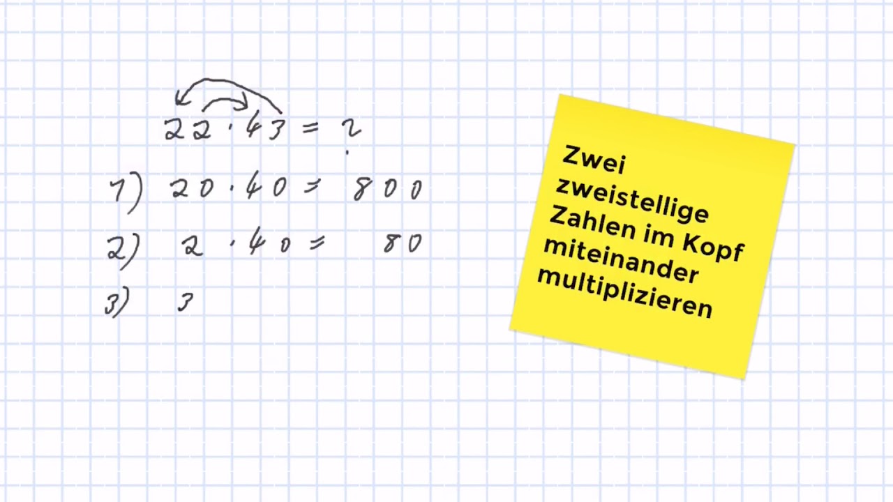 Zweistellige Zahlen im Kopf miteinander multiplizieren