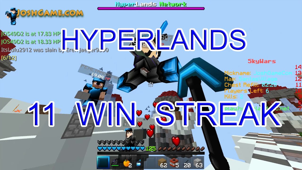 Minecraft Hyperlands Skywars 11 Win Streak & Beats 3 Man Teamers