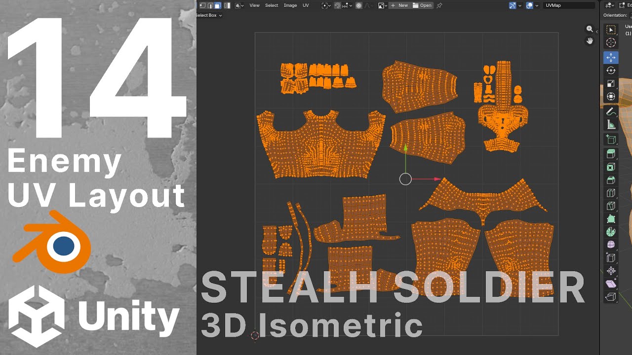Stealth Soldier - 14 - Enemy - UV Layout - TIMELAPSE - 3D Isometric - Unity