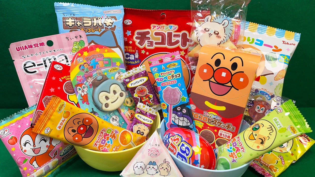 🆕【お菓子開封ASMR】🍫🍭🥚アンパンマンのお菓子＋おもちゃエッグを開封して可愛いお皿に並べてみた Anpanman Candy Unboxing✨