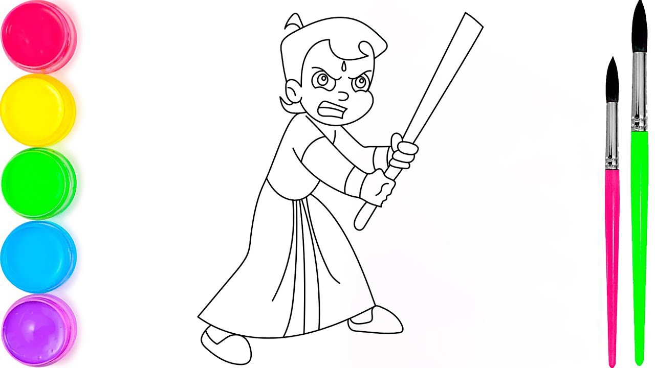 Chhota Bheem Coloring Page for Kids | Fun Cartoon Coloring Video with Easy Drawing Art