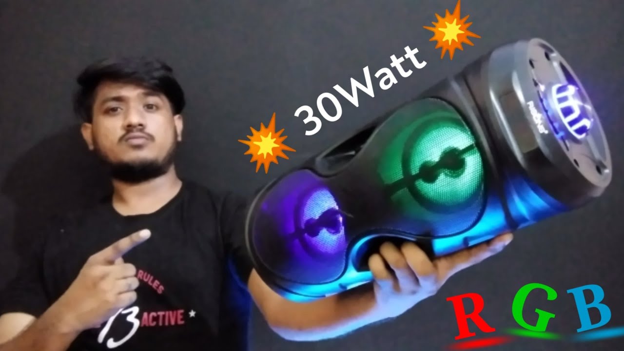 4” Cylender Double Woofer 30W Bluetooth Party Speaker with Karaoke Mic & RGB Light Under 1599/- Only