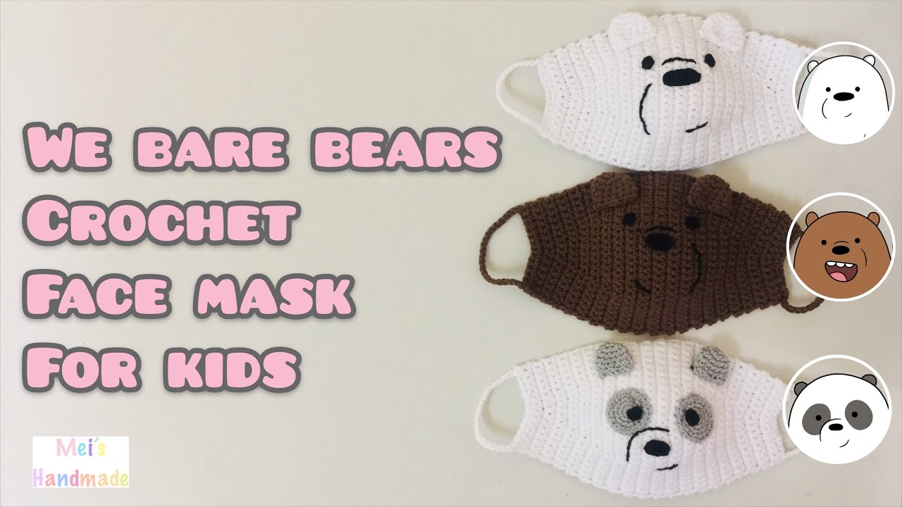 We Bare Bears Crochet Face Mask for Kids