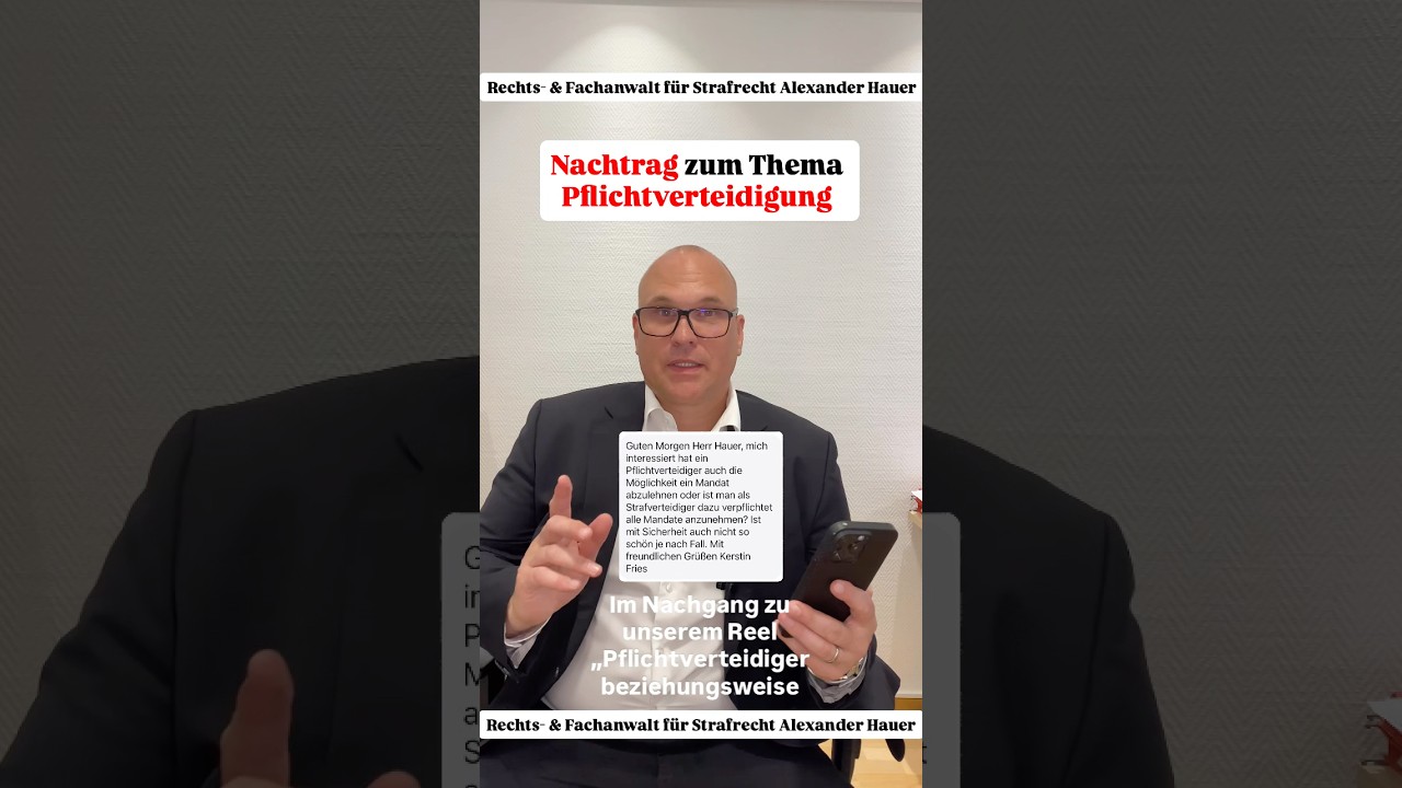 Pflichtverteidiger? Anw&auml;lte m&uuml;ssen nicht jedes Mandat annehmen! So l&auml;ufts wirklich. ⚖️ #RechtEinfach