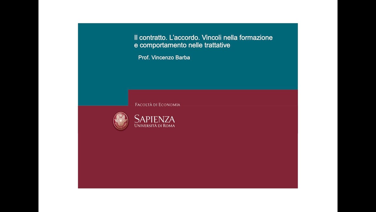 Lezioni di diritto privato. F 05 Il contratto.  Vincoli nella formazione del contratto