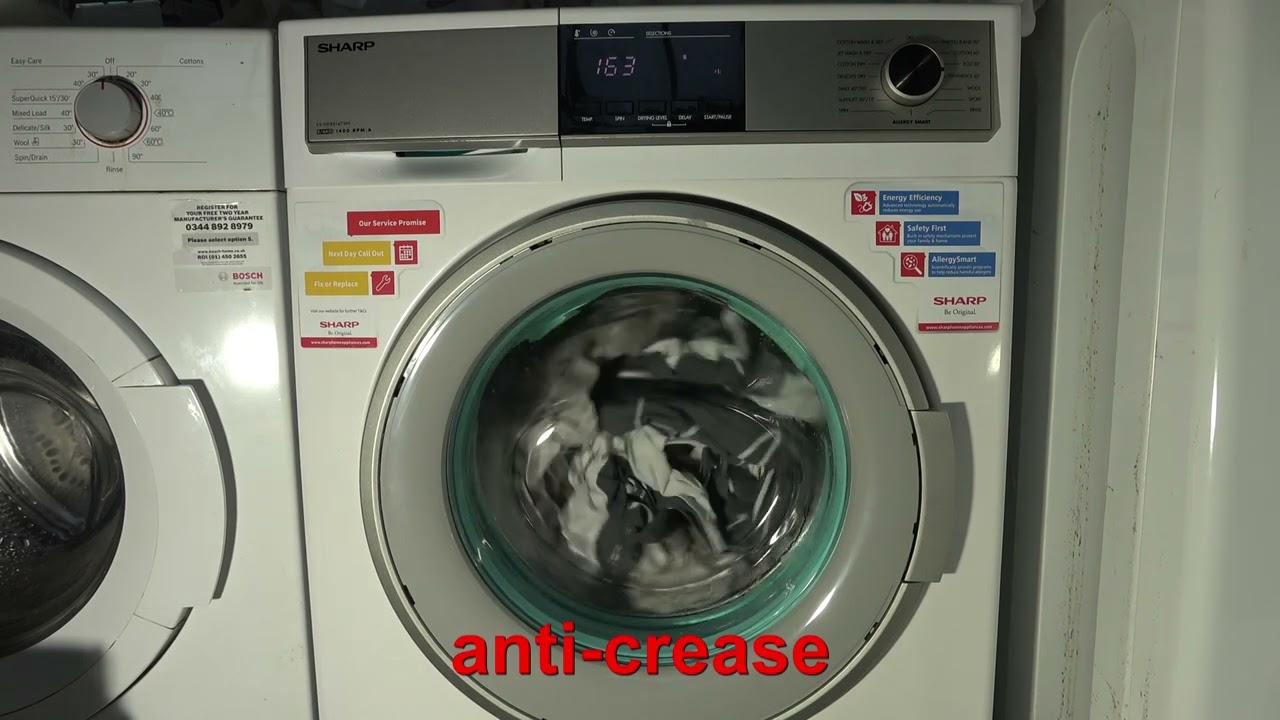 Synthetics Short Final spin 1200rpm / Sharp ES-HDB8147W0 Washer dryer