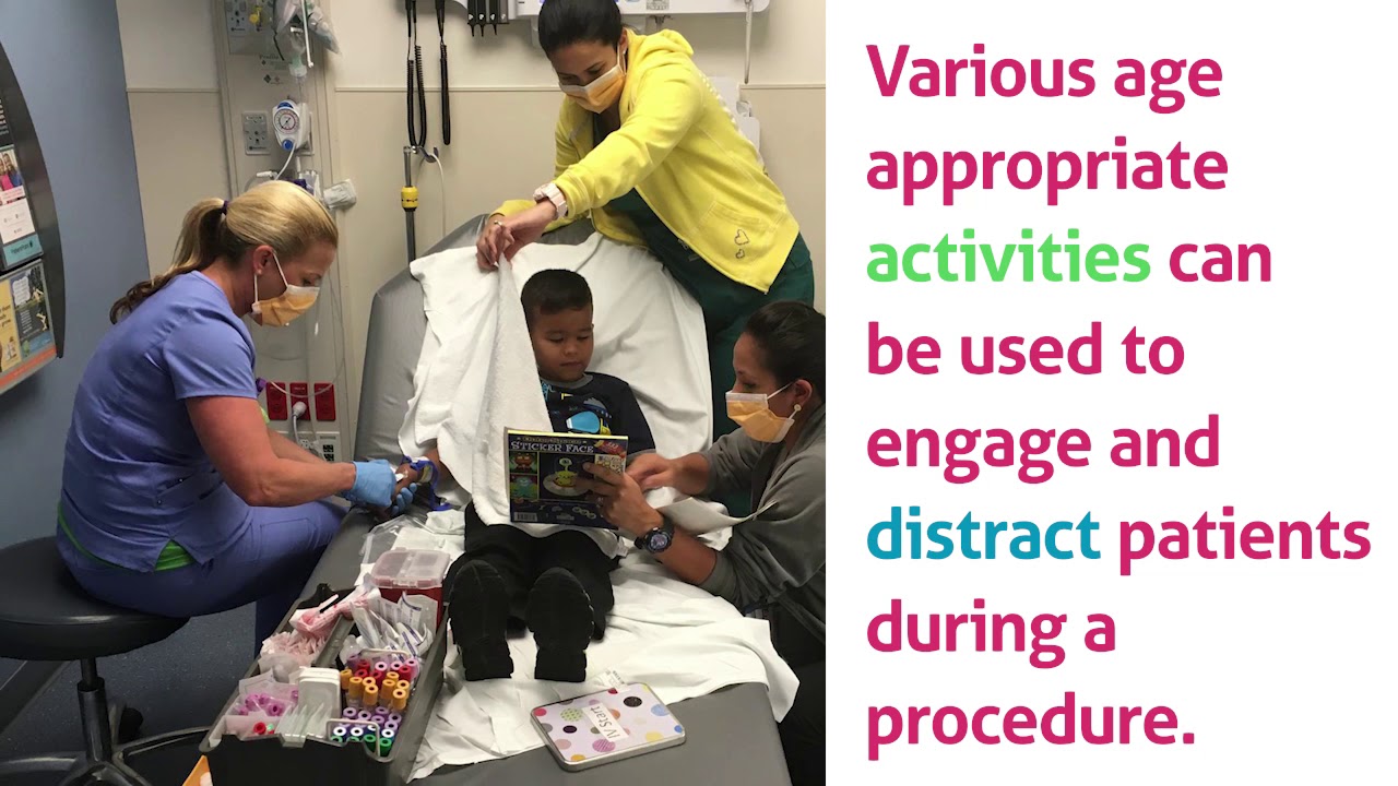 Child life specialists use distraction techniques during medical procedures