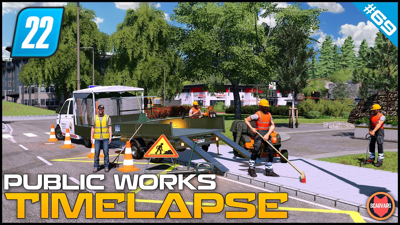 🚧 Cutting Grass On A Roundabout & Historic Tower In A City Centre ⭐ FS22 City Public Works Timelapse
